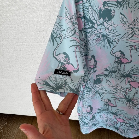 Men's Tropical Print Shirt - Pink and Gray - Picture 8 of 12